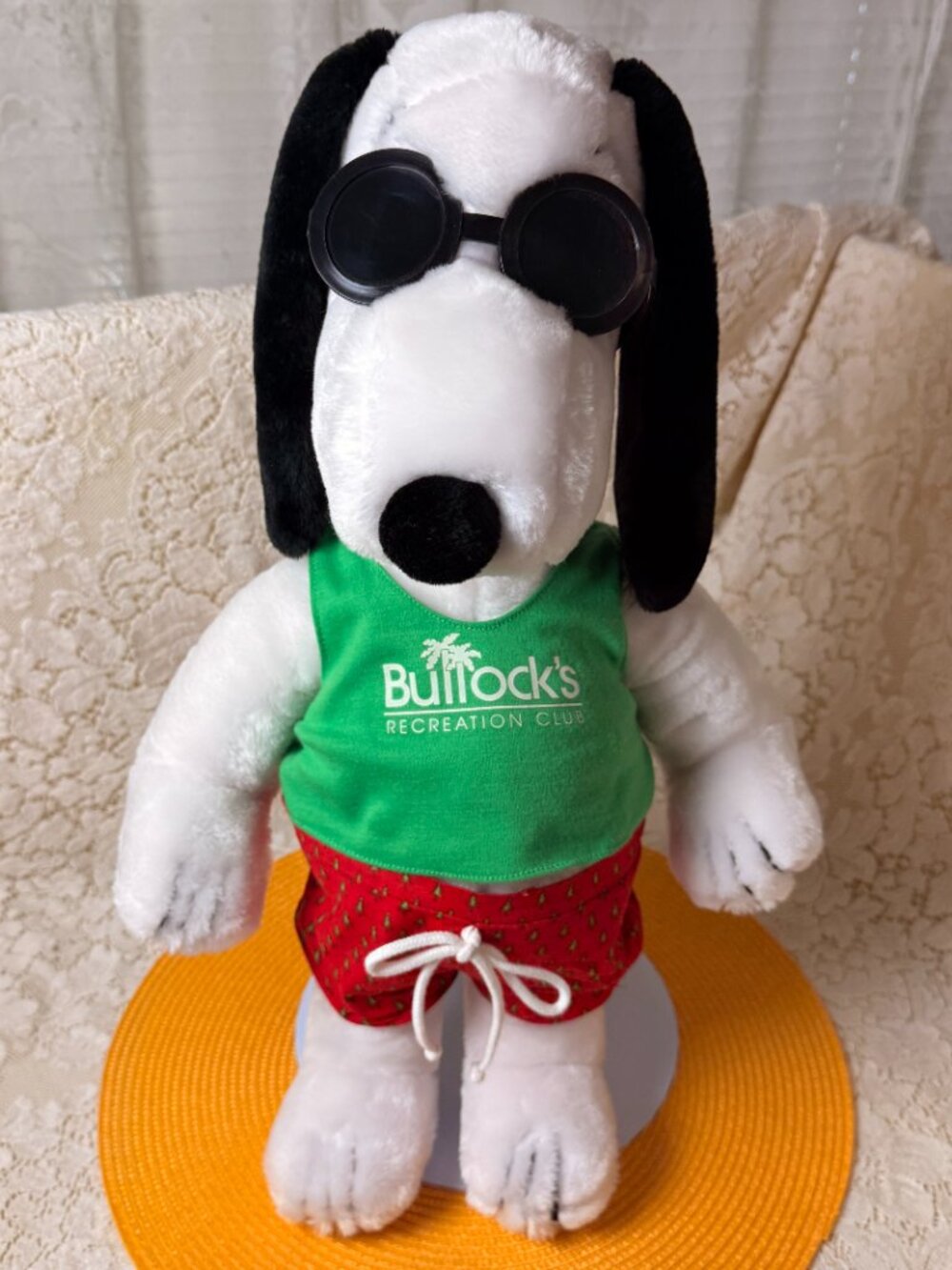 Vintage 80's Snoopy Joe Cool 18" Plush W/ Glasses & Shorts Bullock's Dept. Store